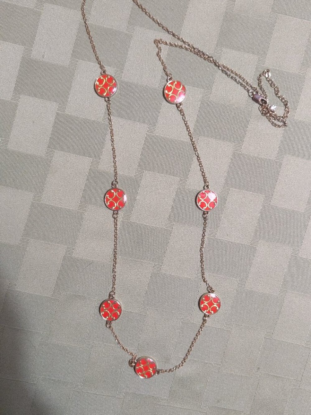 Vintage Charming Charlie Orange and Gold 19" Necklace